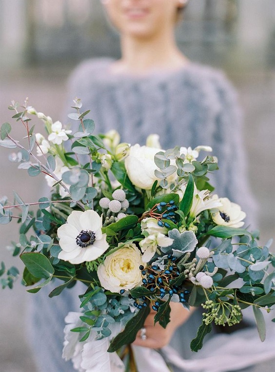 dusty blue bouquets for 8 winter wedding color ideas 2024 dusty blue green beige