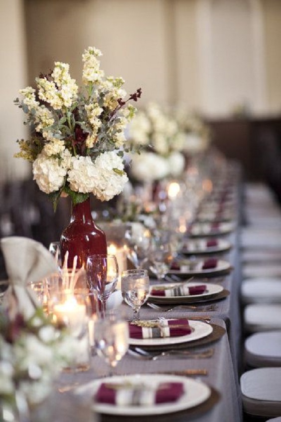 grey tablecloth for 8 winter wedding color ideas 2024 grey platinum burgundy