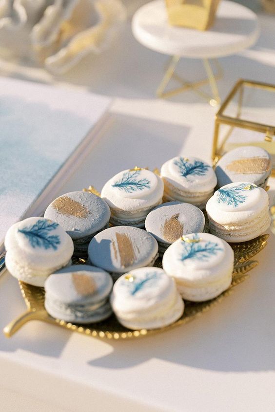 Wedding Biscuits for Dusty Blue and Gold Wedding Color Combos 2024