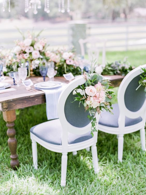 Wedding Table Deocrations for Dusty Blue and Blush Wedding Color Combos 2024