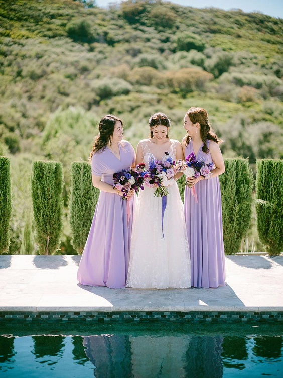 orchid bridesmaid dresses white bridal gown for september wedding colors 2024 shades of purple