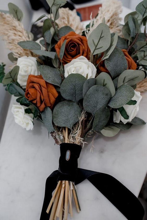 Wedding Bouquets for Rust and Black October Wedding Color Palettes 2024