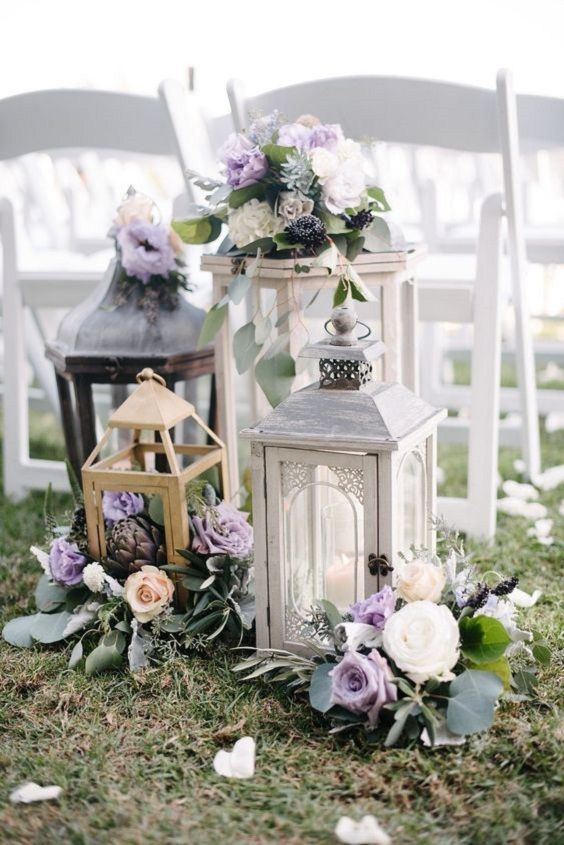 Lantern Topper Decorations for Lavender and Light Grey October Wedding Color Palettes 2024