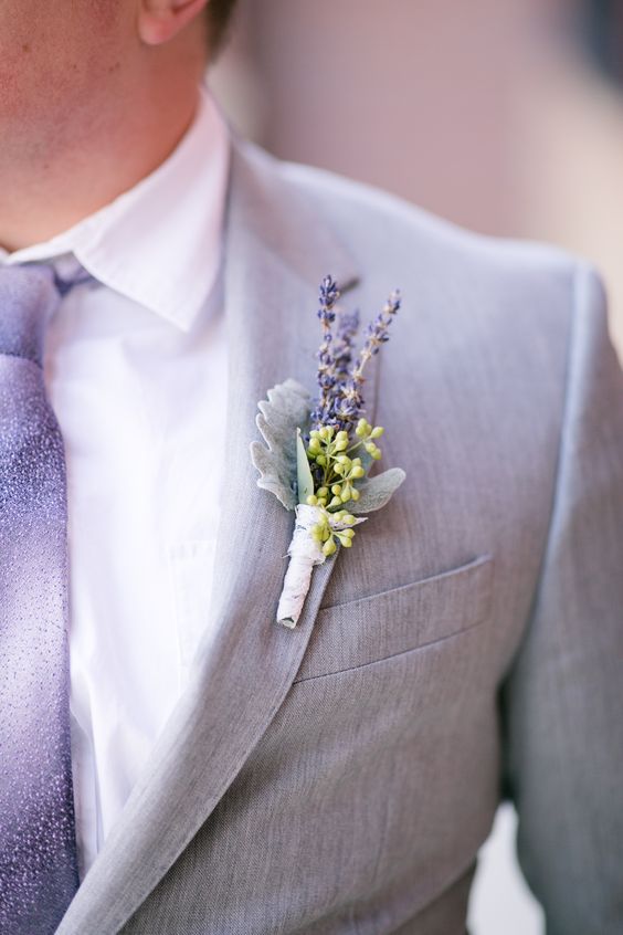Light Grey Groom Suit Lavender Tie for Lavender and Light Grey October Wedding Color Palettes 2024