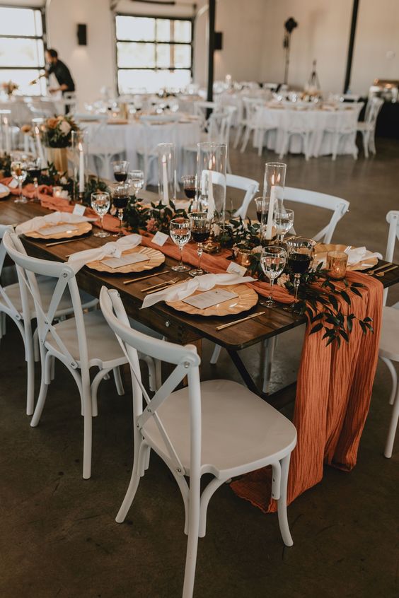 Terracotta Table Runners for Terracotta and Khaki October Wedding Color Palettes 2024
