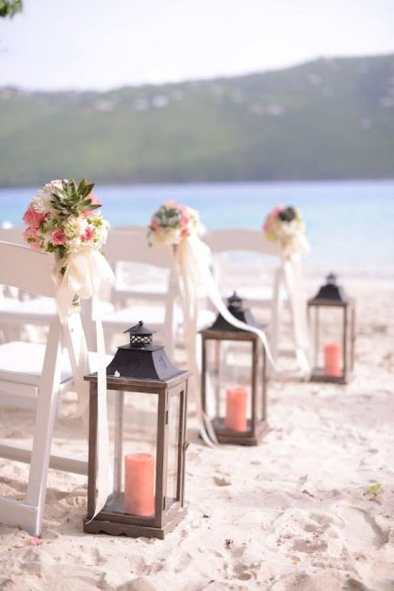 Wedding Ceremony Decorations for Coral and White Beach Wedding Color Combos 2024
