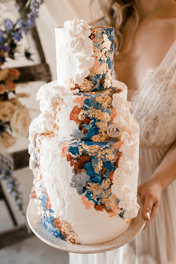 Wedding Cakes for Terracotta and Blue Wedding Color Combos 2024