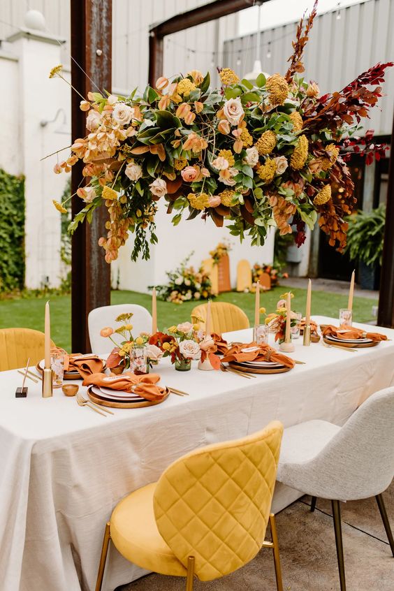 Wedding Table Decorations for Marigold, White and Terracotta November Wedding Color Palettes 2024