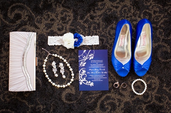 royal blue bridal shoes wedding invitations white wedding necklace earrings garter for royal blue wedding colors 2024 royal blue and white