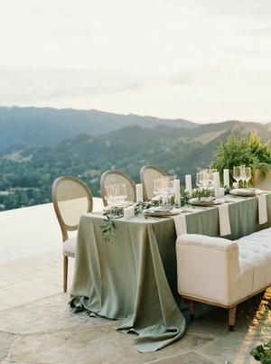 Sage Green Table Cloth Champagne Napkins for Champagne and Sage Green Wedding Color Combos 2024