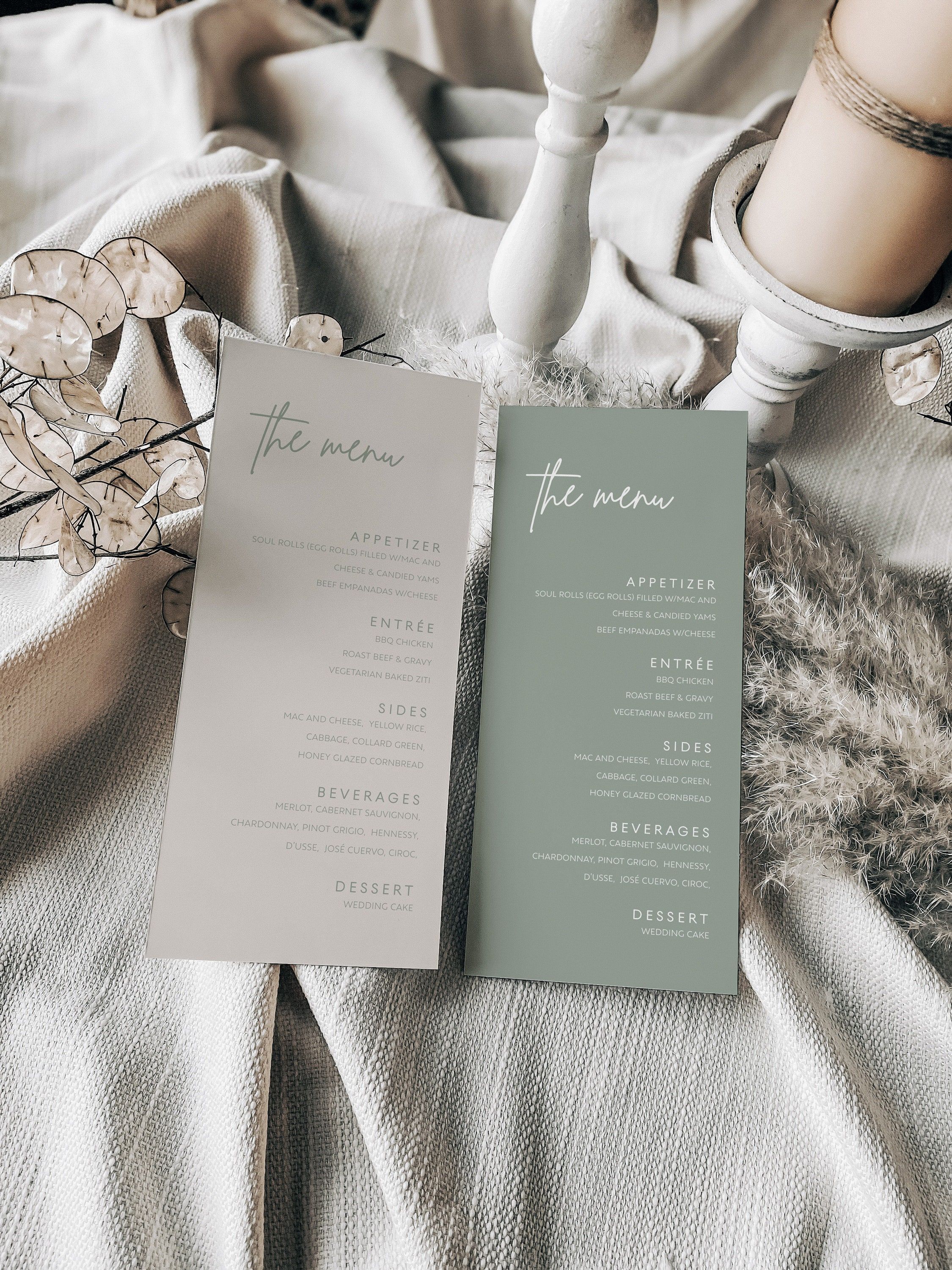 Wedding Cards for Champagne and Sage Green Wedding Color Combos 2024