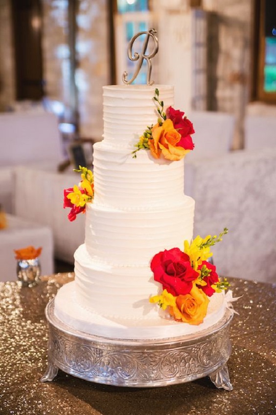 Wedding Cake for Yellow and Red Wedding Color Palettes 2024