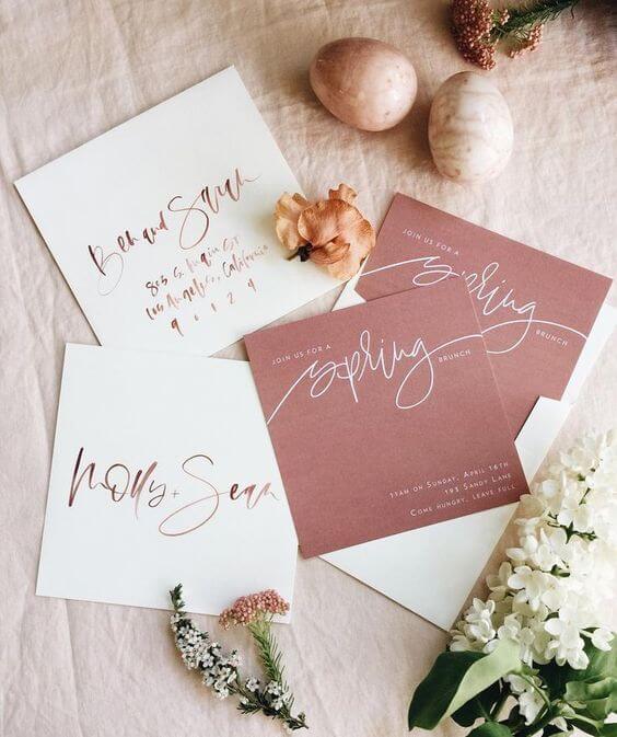 Wedding invitations for Dusty rose pink wedding