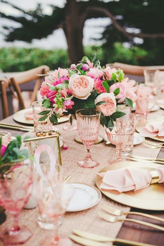 Wedding Table Decorations for Dusty rose pink wedding