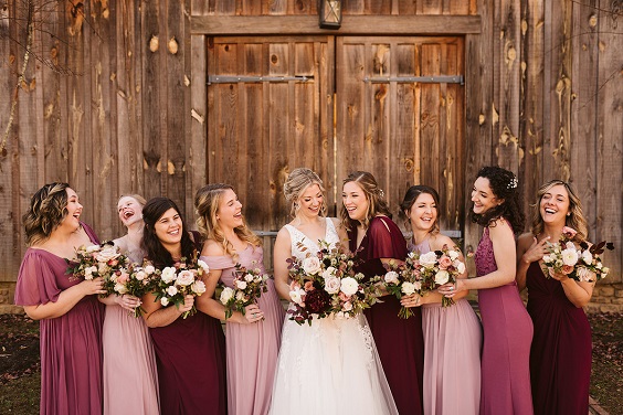Maroon and Dusty Rose Wedding Color Combos 2024, Mismatched Maroon and Dusty  Rose Bridesmaid Dresses, Dusty Rose Wedding Invitations - ColorsBridesmaid
