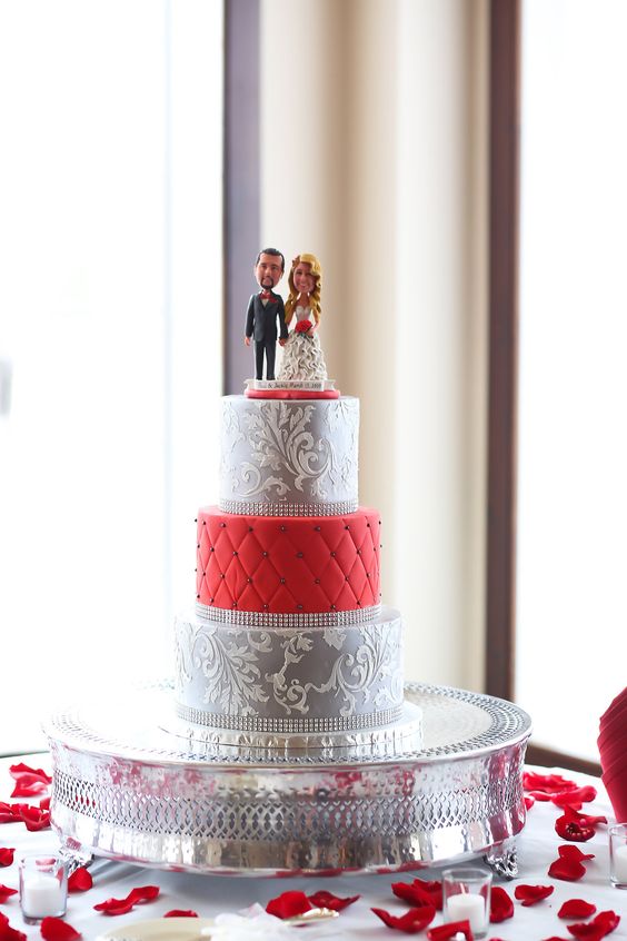 Red and Light Grey Wedding Cake for Red and Grey Wedding Color Combinations 2024