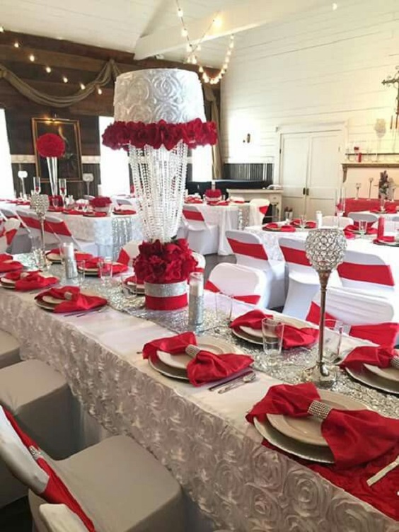 Red Napkins Silver Grey Table Runners for Red and Grey Wedding Color Combinations 2024