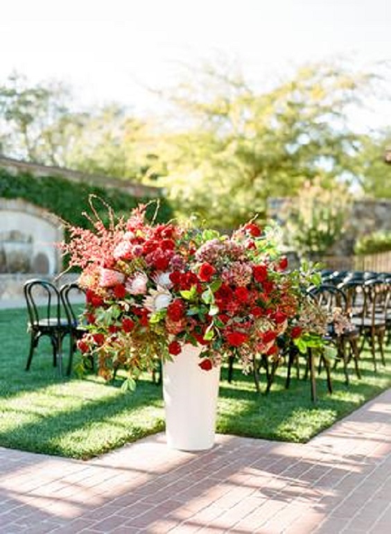 Ceremony Decorations for Red and Greenery Wedding Color Combinations 2024