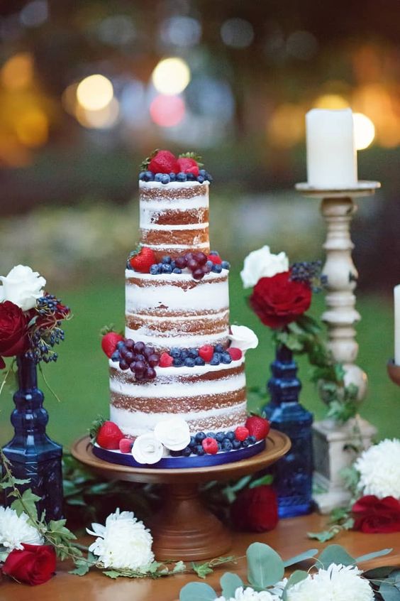 Wedding Cake for Red and Navy Blue Wedding Color Combinations 2024