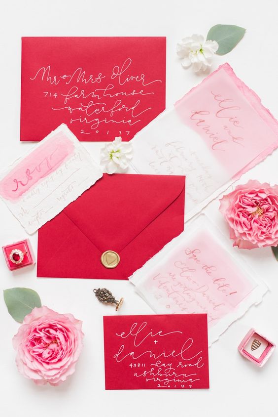 Red and Pink Wedding Invitations for Red and Pink Wedding Color Combinations 2024
