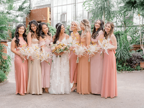 baby pink and peach bridesmaid dresses white bridal gown for march wedding colors combos for 2024 baby pink and peach