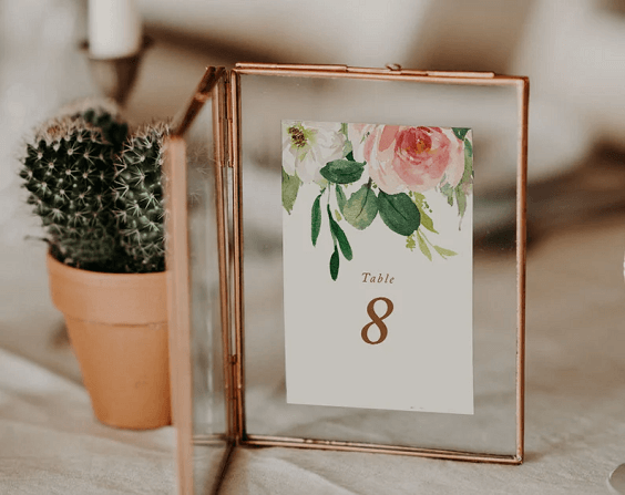 peach and white flower wedding table number card for march wedding colors combos for 2024 baby pink and peach