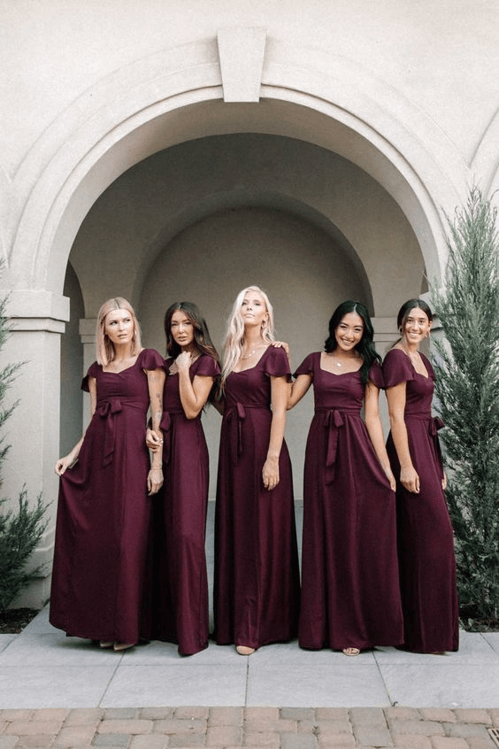 burgundy bridesmaid dresses for march wedding colors combos for 2024 burgundy and dark red