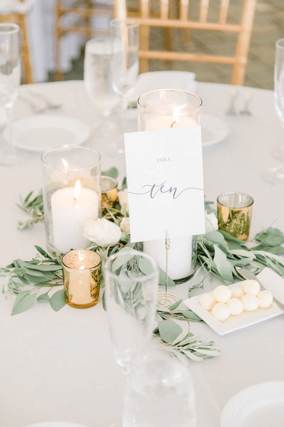 green greenery light candles wedding table centerpieces for march wedding colors combos for 2024 mushroom and champagne