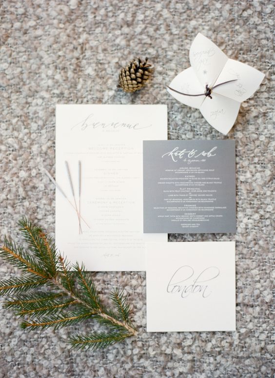 Wedding Invitations for Shades of Grey and White February Wedding Color Palettes 2024