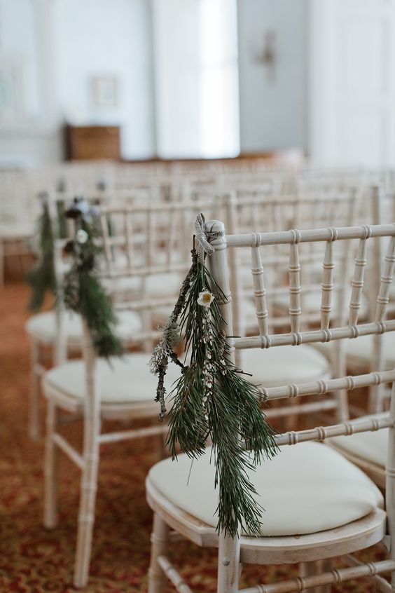 Aisle Decorations for Emerald Green, White and Greenery February Wedding Color Palettes 2024