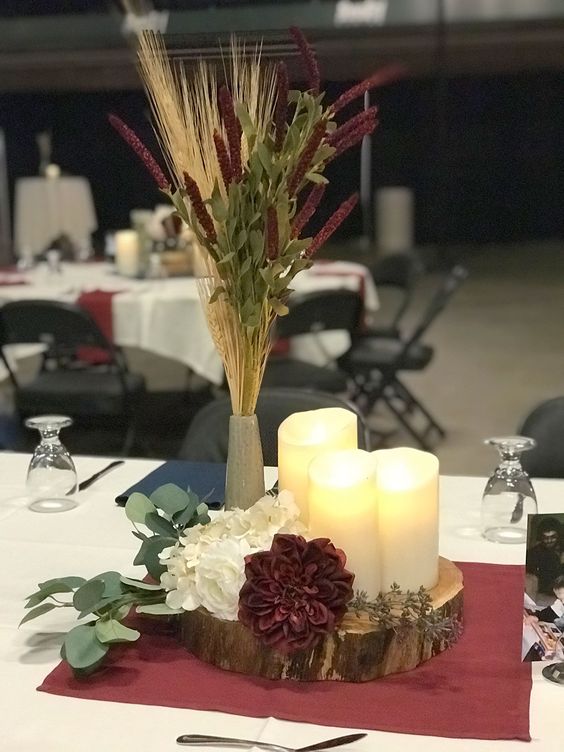 Wedding Table Centerpieces for Navy Blue, Grey and Burgundy February Wedding Color Palettes 2024