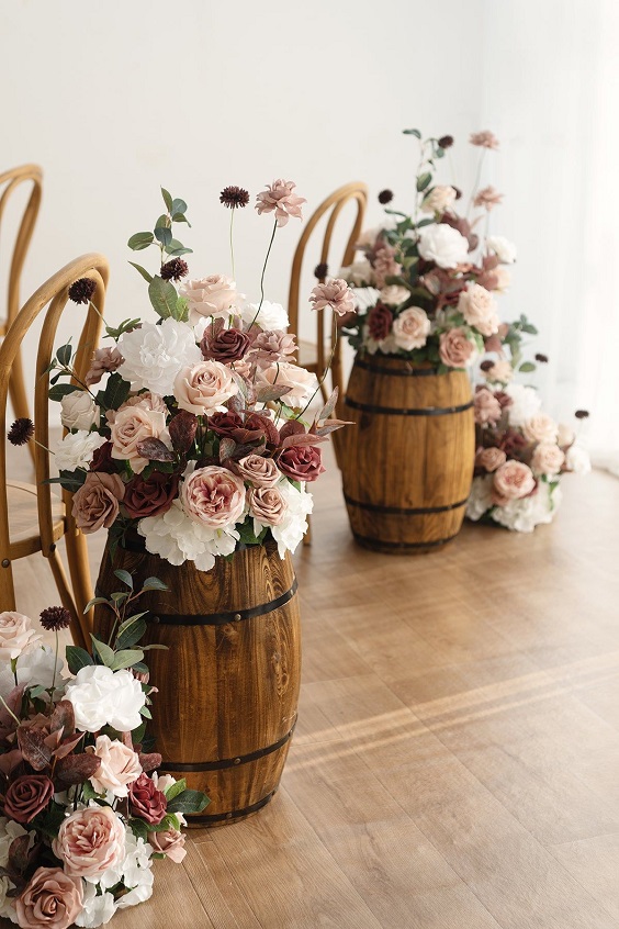 Indoor Ceremony Decorations for Dusty Rose, Terracotta and Grey February Wedding Color Palettes 2024