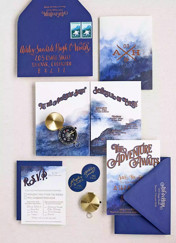 navy blue wedding invitation covers for january wedding colors for 2024 navy blue gold and white