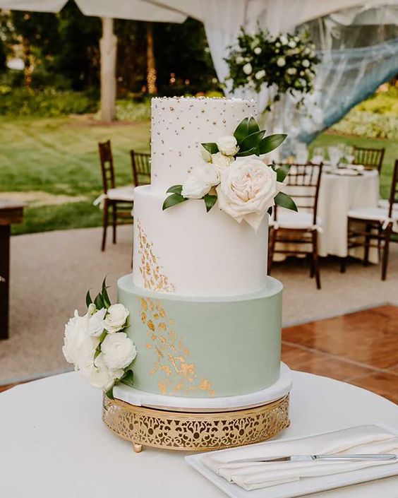 Sage Green and White wedding Cake for Sage Green Wedding Color Combos 2024