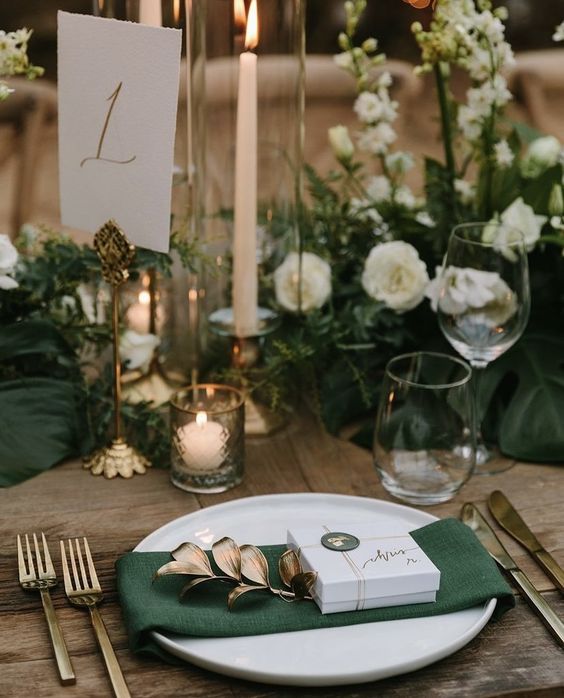 Wedding Table Decorations for Forest Green Wedding Color Combos 2024