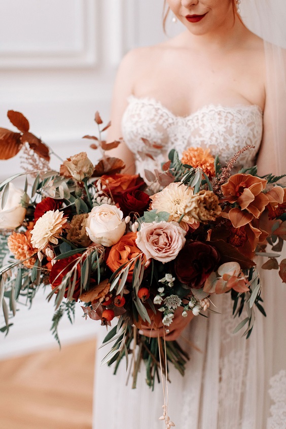 Burnt Orange and Burgundy for Burnt Orange Wedding Colors for 2024