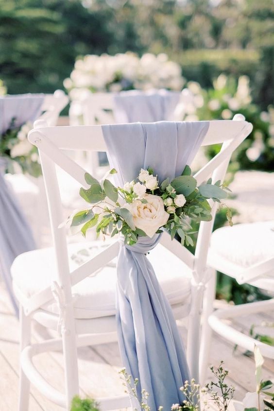 Dusty Blue Chair Accents for Dusty Blue Wedding Color Palettes 2024