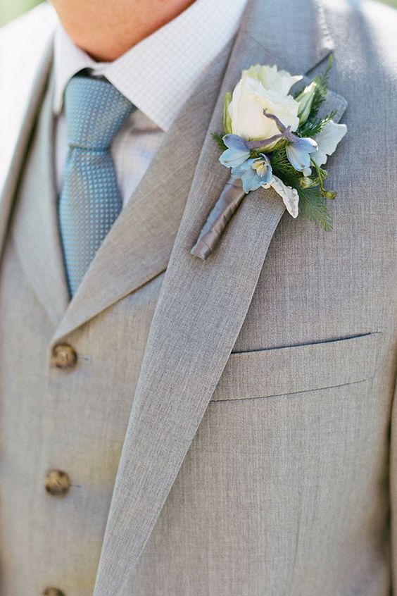 Light Grey Suits for Groomsmen for Dusty Blue Wedding Color Palettes 2024
