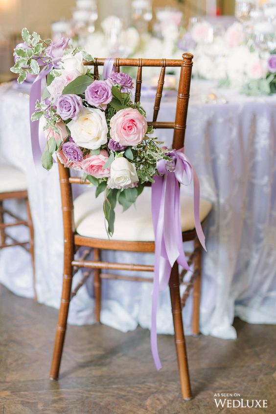 Lilac and Blush Chair Decorations for Lilac, Lavender and Blush June Wedding Color Palettes for 2024
