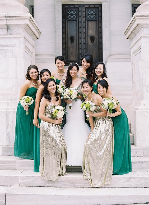 emerald green and gold bridesmaid dresses for emerald green and gold wedding colors emerald gold and blush