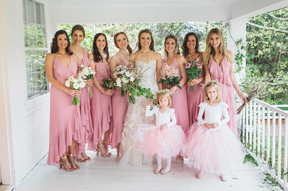 dusty rose bridesmaid dresses white bridal gown for emerald green and gold wedding colors emerald gold and dusty rose
