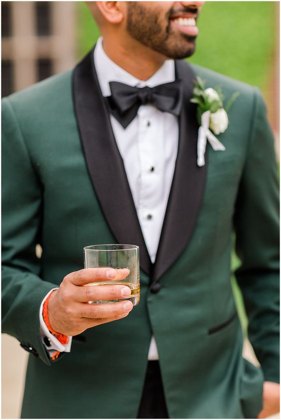 emerald bridegroom suit with black bowtie for emerald green and gold wedding colors emerald gold and black