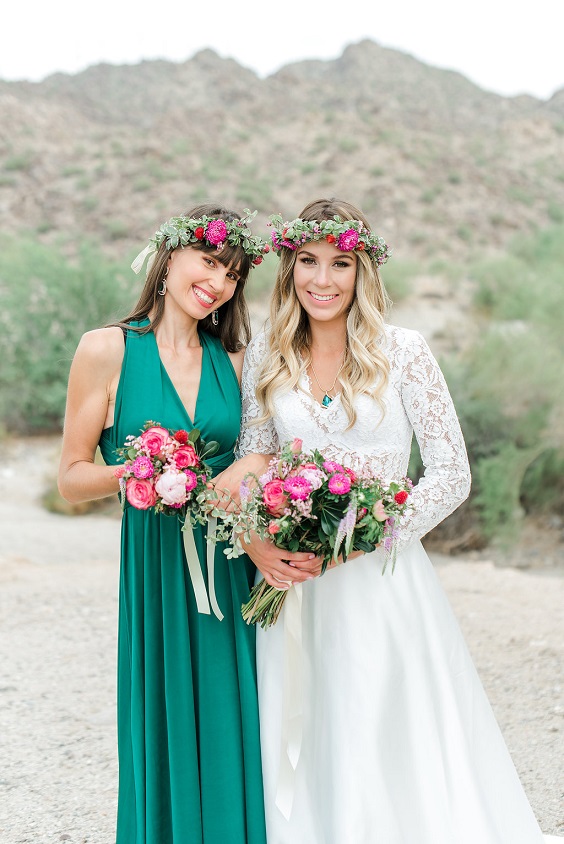 emerald bridesmaid dresses and white bridal gown for emerald green and gold wedding colors emerald gold and fuschia