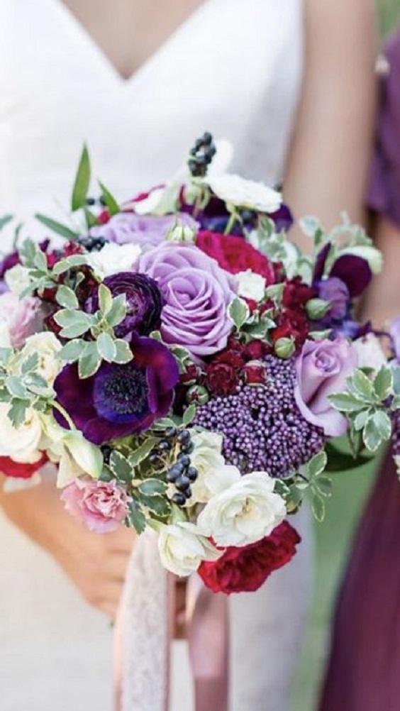 Burgundy and Purple Wedding Bouquets for Burgundy and Shades of Purple Wedding Color Combos for 2024