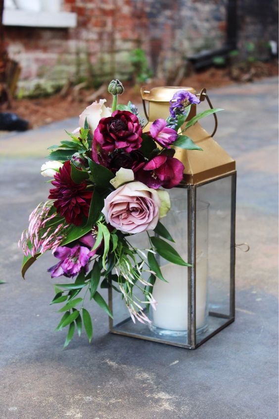 Lantern Topper Decorations for Burgundy and Shades of Purple Wedding Color Combos for 2024