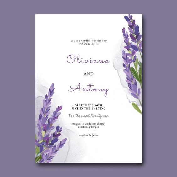 wedding invitations with dark purple flowers for purple wedding colors combos for 2024 dark purple and pastel lilac