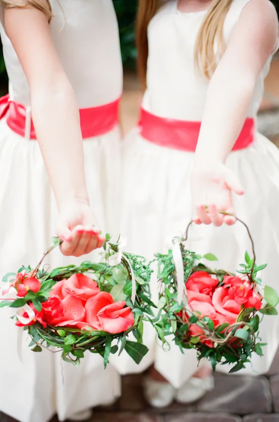 white junior bridesmaid dresses with coral sash for july wedding colors combos for 2024 coral and cream