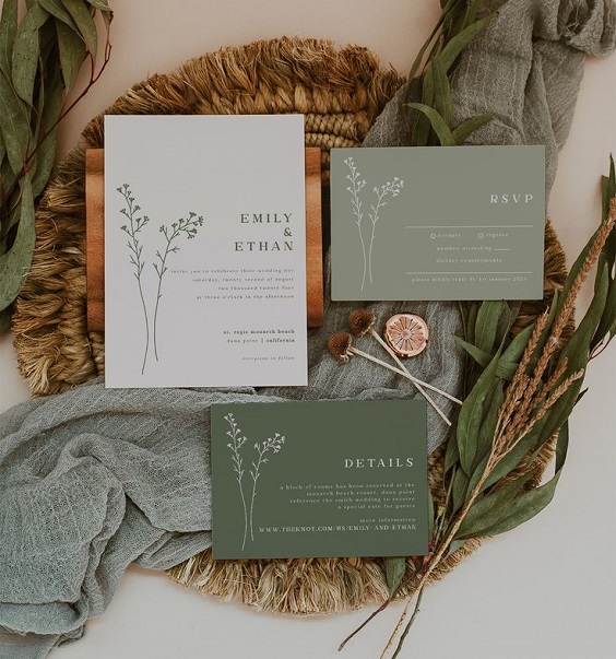 sage green wedding invitation for country wedding colors for 2025 sage green and white