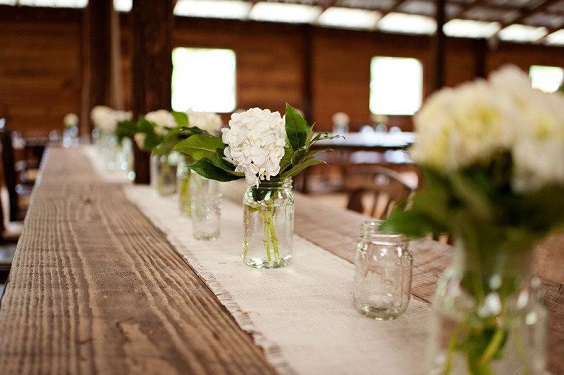 wooden wedding table white table runner white flower centerpieces for country wedding colors for 2025 yellow and white