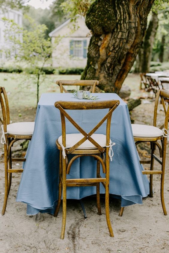 slate blue wedding tablecloth for rustic themed wedding colors for 2025 sage green and slate blue